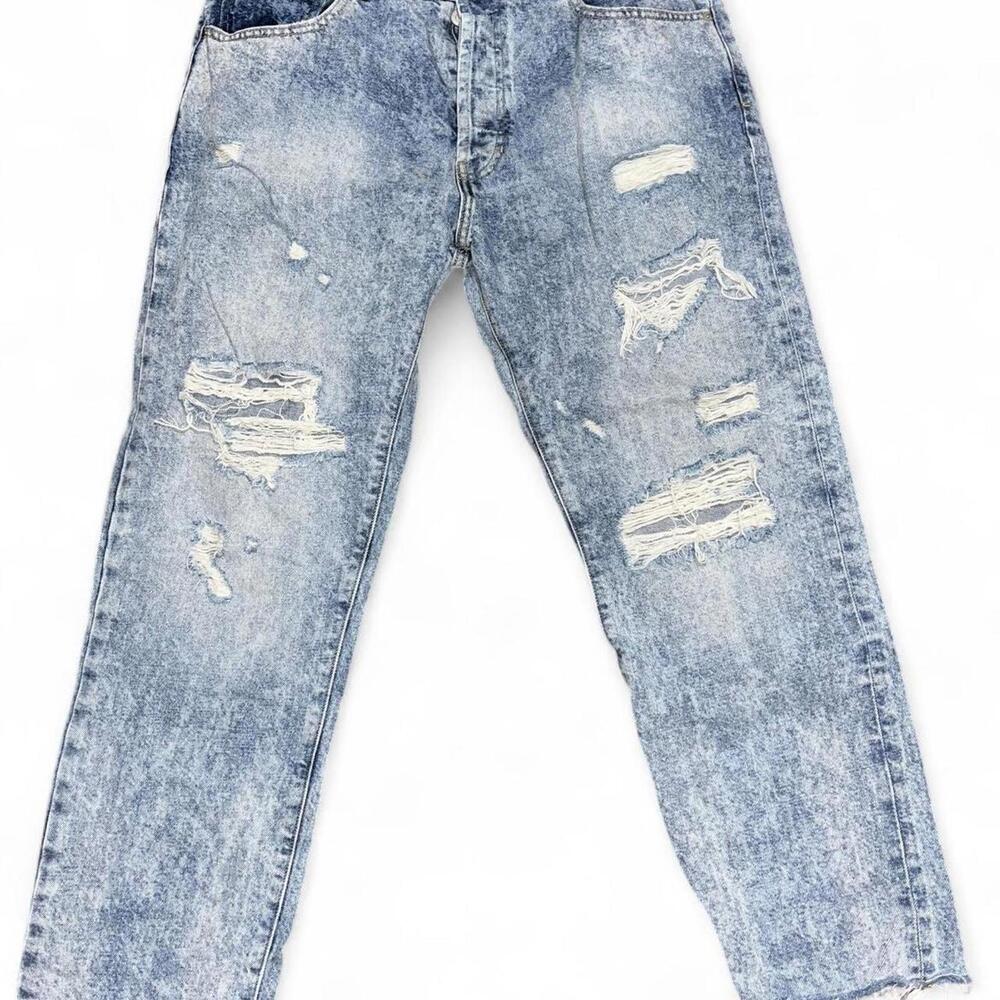 PACSUN blue acid wash distressed jeans #distresseddenim